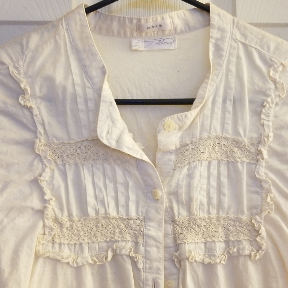 Cream button Up - Picture 2 of 2